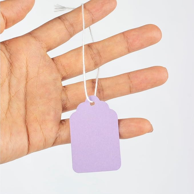 500pcs Price Tags with String - 1.88“x1.18 Purple Merchandise Tags for Clothing Jewelry and Crafts