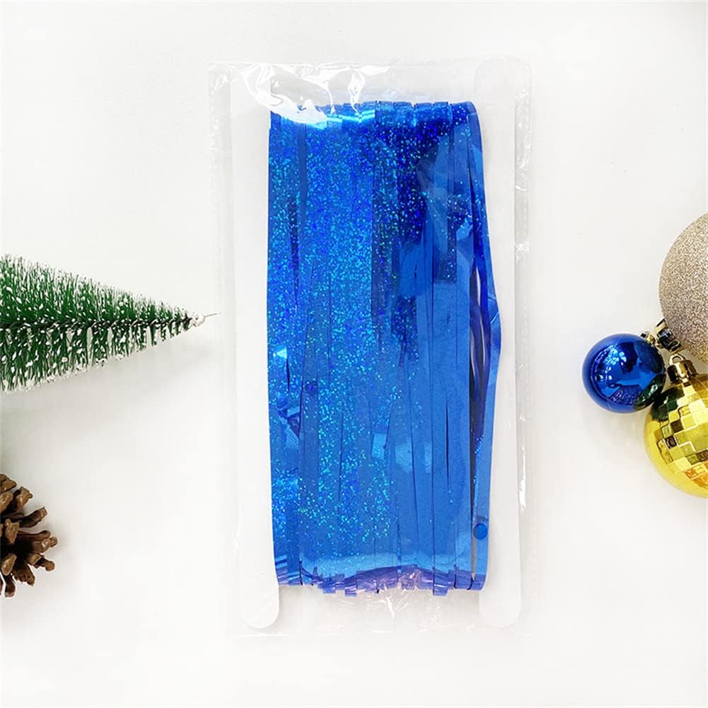 2PCS Tinsel Fringe Backdrop Party Decor Foil Curtain Party Decorations for Birthday Holiday Celebration Graduation Baby Shower Engagement Bachelorette Wedding Photo Booth Props(Sparkle Blue)
