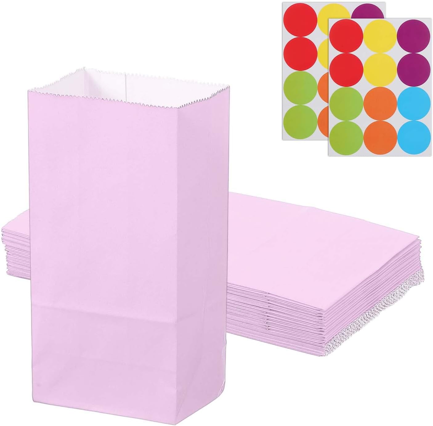 PATIKIL Party Favor Bag, 24 Pcs 3.5x2.4x7.1 Inch Mini Paper Candy Bags Gift Treat Celebration Halloween Goody Birthday Wedding Party with Stickers, Soft Purple