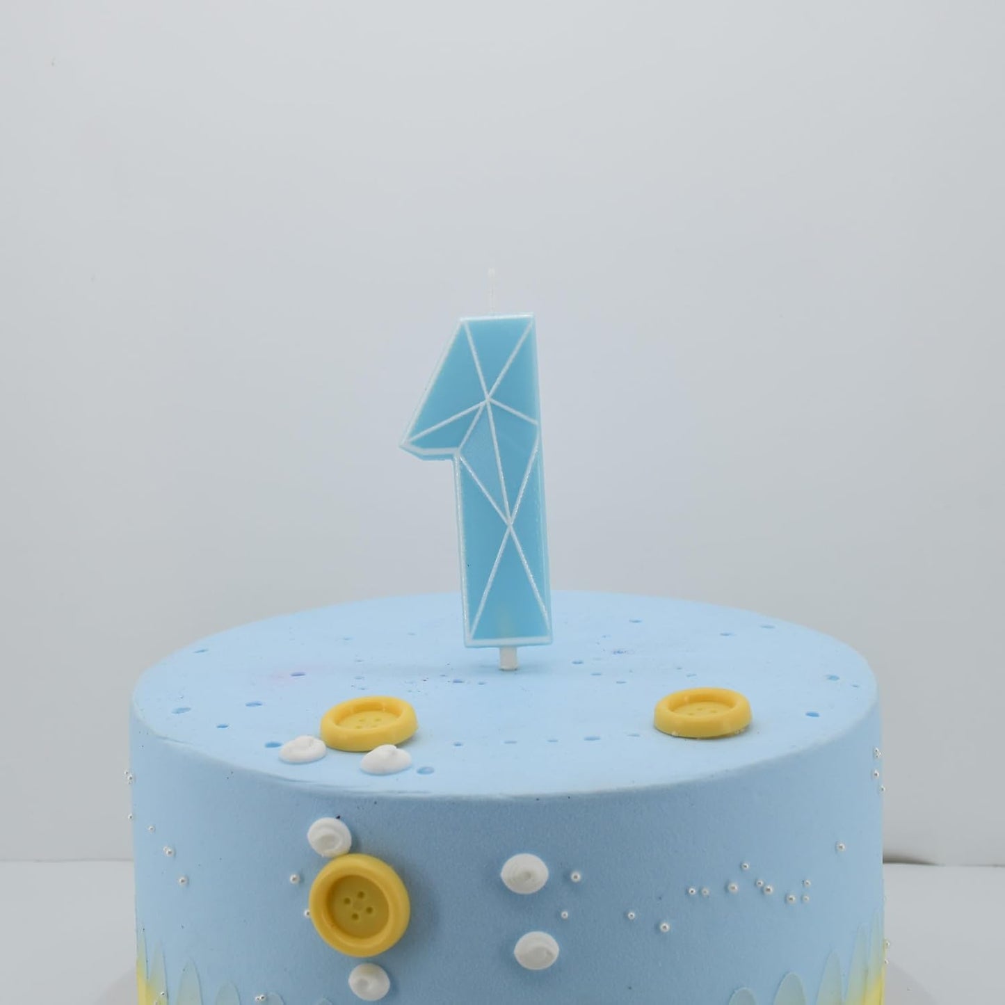 DERVENTA Birthday Candle Big Number 3D Macaron Blue 3.7 inch Party Celebration Anniversary Decoration Cake Topper 1 Piece (Number 1 Macaron Blue)