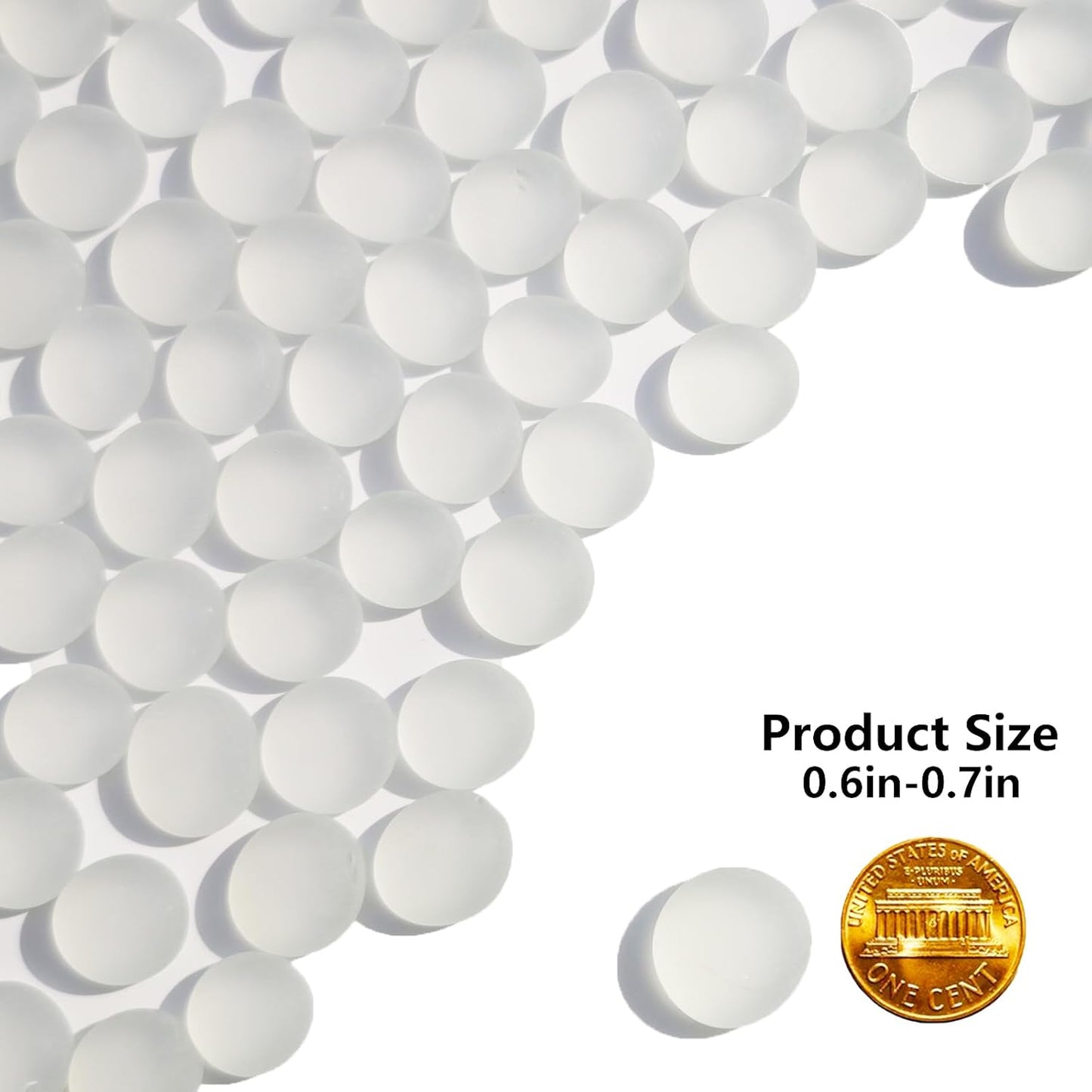 Sea Glass Gems - 0.9 Lb White Frosted Flat Glass Marbles, Flat Gems Decorative Stones for Vase Fillers, Aquarium Rocks, Floral Supplies, Table Scatter, Craft Mosaics, and DIY Ornaments