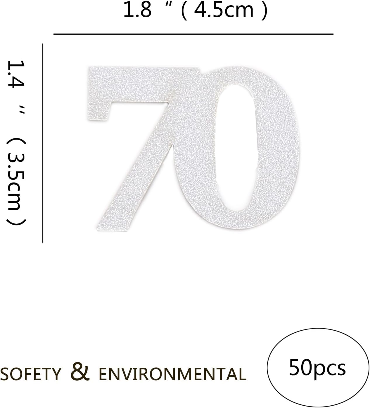 Number 70 Confetti Birthday Decorations - Silver Glitter 70th birthday Confetti Table Scatters Decorations Supplies for Birthday Anniversary Party