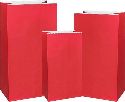 KEYYOOMY Red Paper Bags Small Red Paper Lunch Bags Party Favor Bag Goodie Bag for Wedding Birthday Party (72 CT, 3 Sizes)