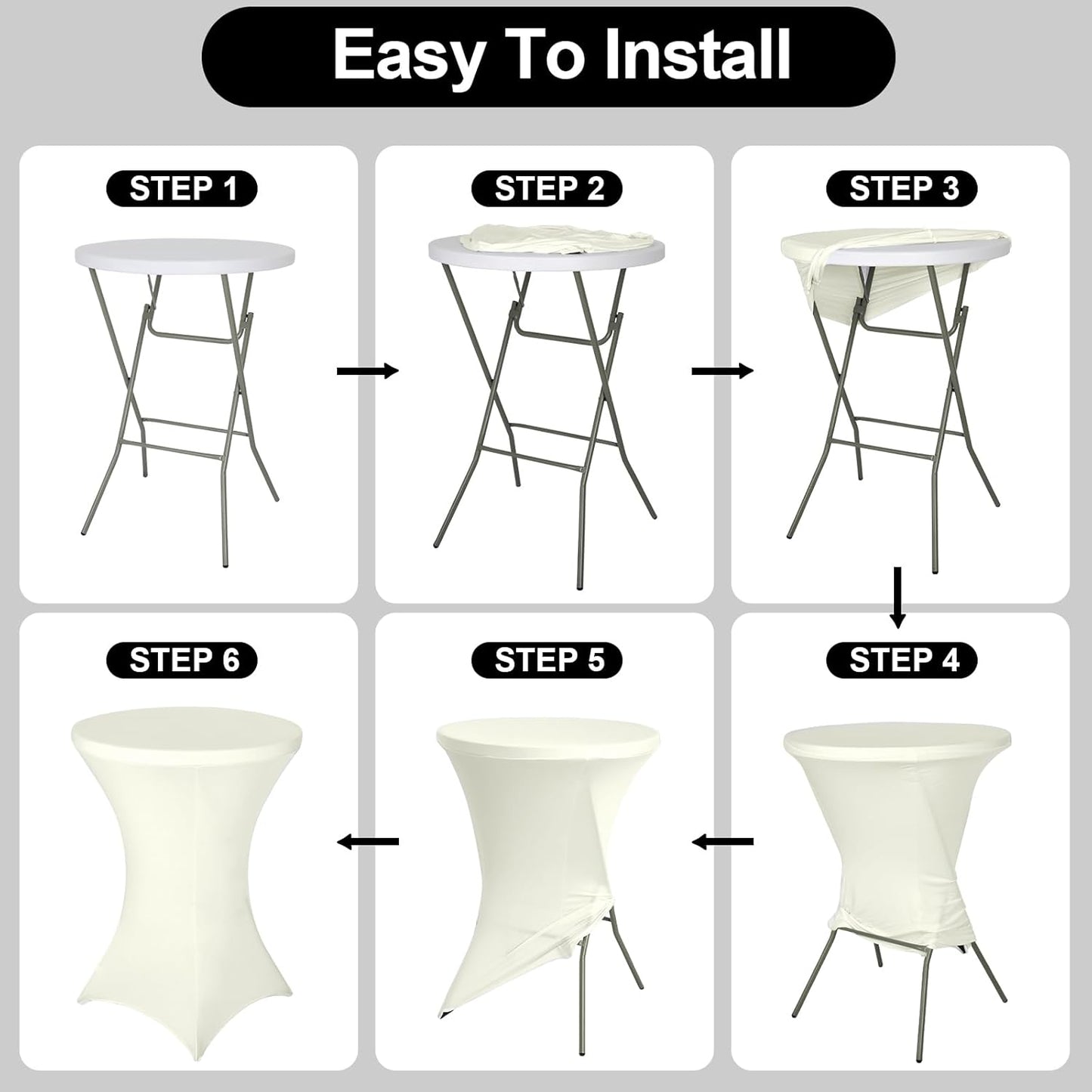 FestiCorp Spandex Cream Table Cover, Cocktail Fitted Tablecloths, Round Highboy Stretch Table Covers Cloths for Party, Bar, Wedding, Birthday, Banquet, 30"-32" Diameter x 40"-43" Height