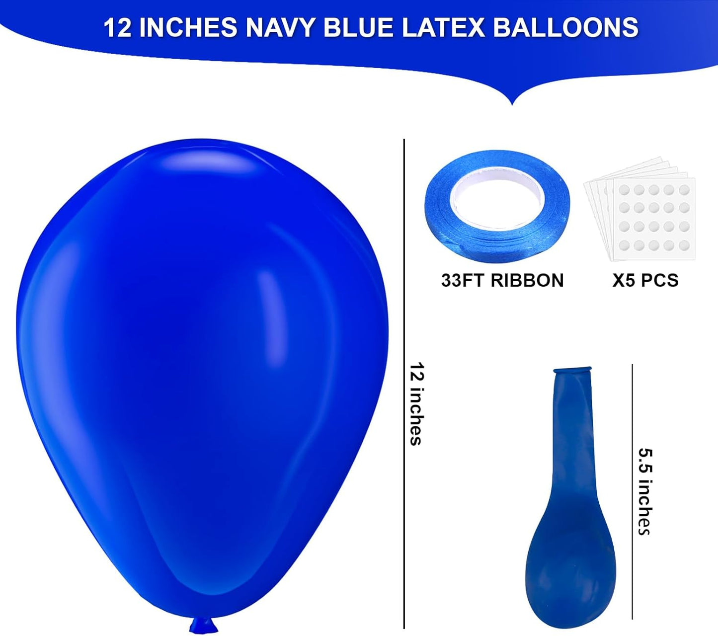 Navy Blue Latex Balloons, 100pcs 12inches Round Helium Navy Blue Balloons for Birthday Baby Shower Wedding Birthday Party Decorations