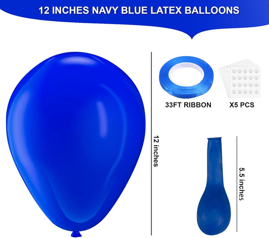 Navy Blue Latex Balloons, 100pcs 12inches Round Helium Navy Blue Balloons for Birthday Baby Shower Wedding Birthday Party Decorations