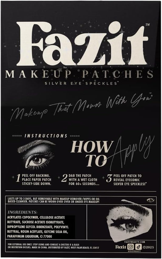 Fazit Makeup Patches - Silver Eye Speckles - Glow Up Make-Up Patches - Cute Glitter Makeup Accessories for Women - Cosmetic Glitter for Face