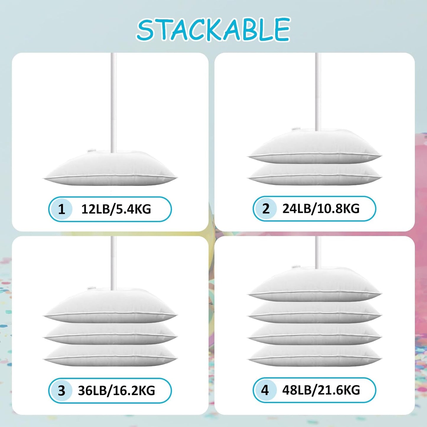 Balloon Weights Pack of 2, Square Water Weight Bags for Balloon Arch and Balloon Column Stand, White Thickened Fillable Base for Party Supplies Decorations