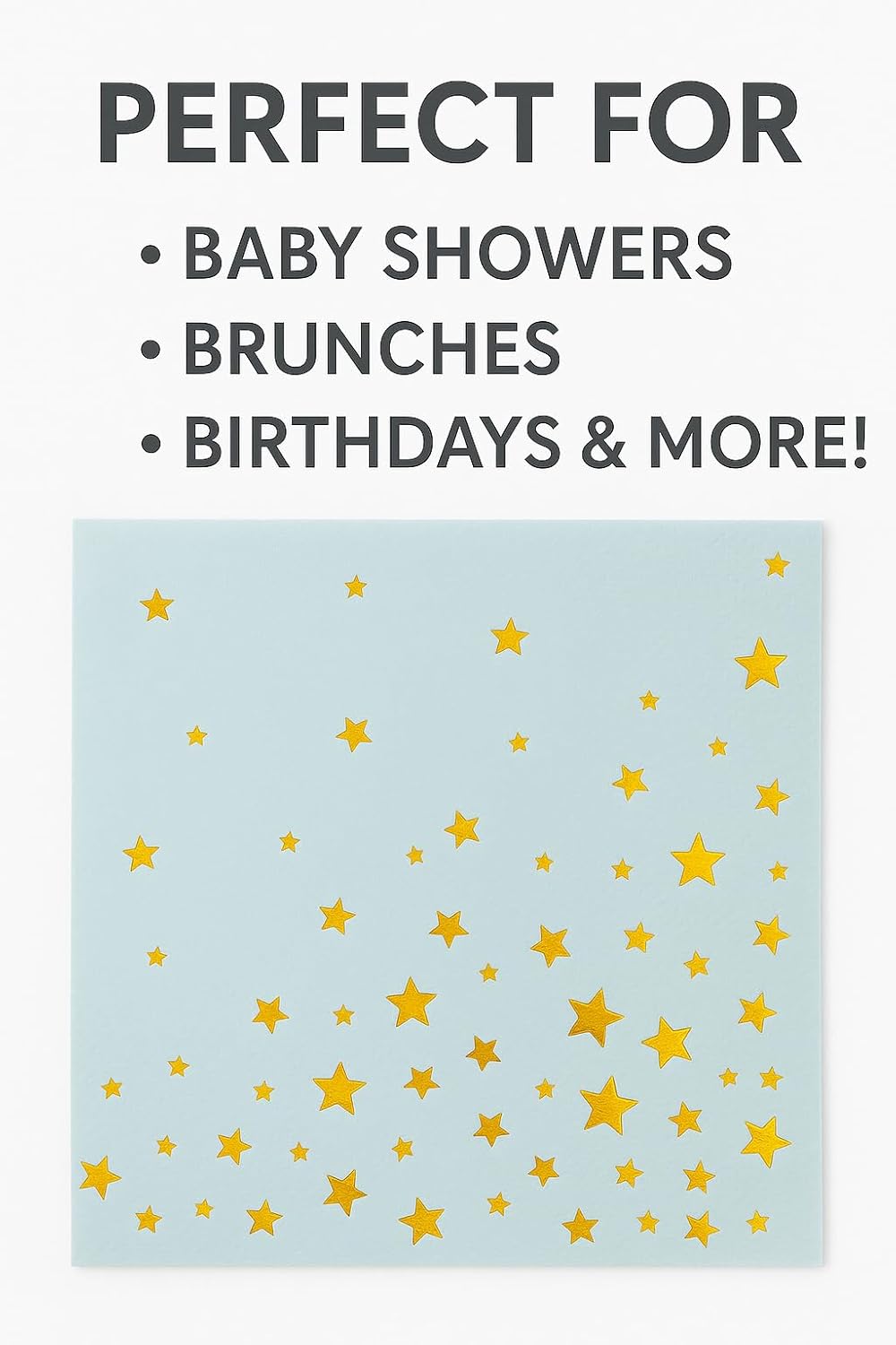 Blue and Gold Cocktail Napkins- 100 Pack 2-Ply Disposable Paper Napkins for Birthday Parties, Baby Showers, Weddings, and Special Events
