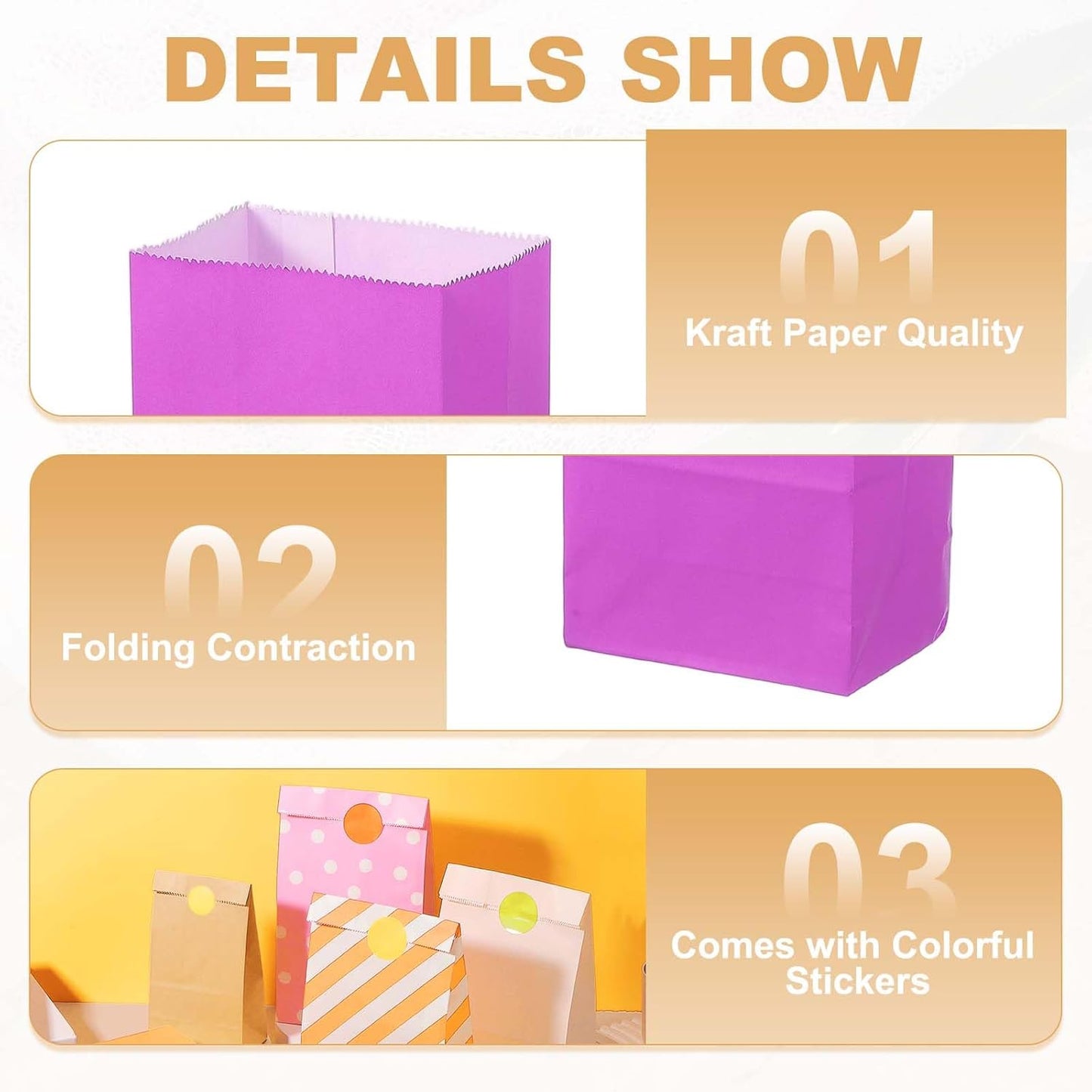 PATIKIL Party Favor Bag, 24 Pcs 3.5x2.4x7.1 Inch Mini Paper Candy Bags Gift Treat Celebration Halloween Goody Birthday Wedding Party with Stickers, Purple