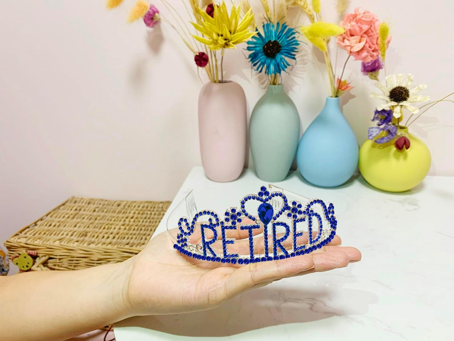 JETKONG Retirement Party Decorations Retired Tiara/Crown, Retired Sash for Women Retirement Gifts, Retirement Party Supplies, Gifts, Favors (Dark Blue)