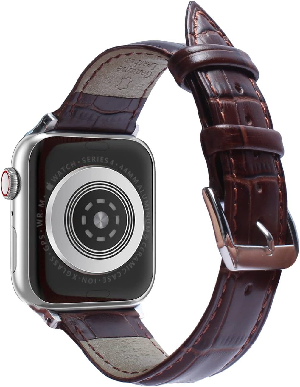 Waloo Genuine Leather Crocodile Embossed Design Alligator Replacement Watch Band Compatible With Your Apple Watch Series 10/9/8/7/6/5/4/3/2/1/SE/Ultra Fits Sizes 38mm, 40mm, 41mm, 42mm, 44mm, 45mm, 46mm, 49mm