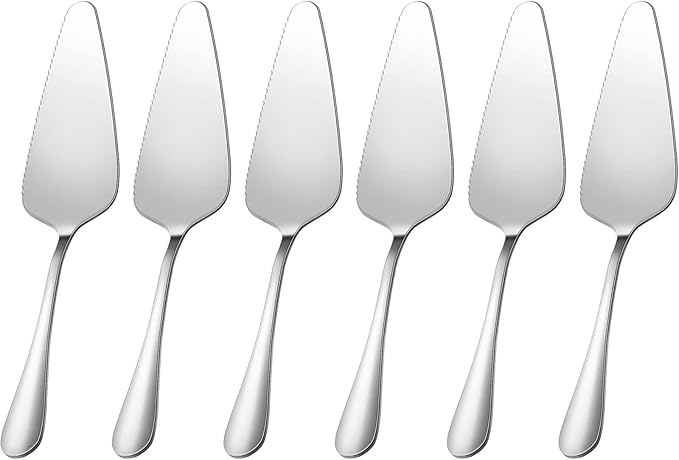 tiokin Cake Pie Servers Set,Stainless Steel Pizza Cake Slicer Server,Cake Cutter with Serrated Edges for Kitchens Restaurants Brithday Parties Set of 6