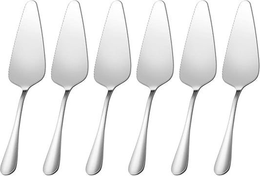 tiokin Cake Pie Servers Set,Stainless Steel Pizza Cake Slicer Server,Cake Cutter with Serrated Edges for Kitchens Restaurants Brithday Parties Set of 6