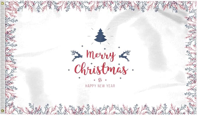 AGAS Christmas Flag 3x5 Outdoor, Merry Christmas and Happy New Year Flags with Brass Grommets - 200 Denier Nylon Large Welcome Signs Banners Gifts for Outdoor Wall Decorations For Winter Holiday Parties, Home Decor, Shops