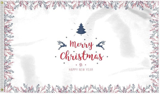 AGAS Christmas Flag 3x5 Outdoor, Merry Christmas and Happy New Year Flags with Brass Grommets - 200 Denier Nylon Large Welcome Signs Banners Gifts for Outdoor Wall Decorations For Winter Holiday Parties, Home Decor, Shops