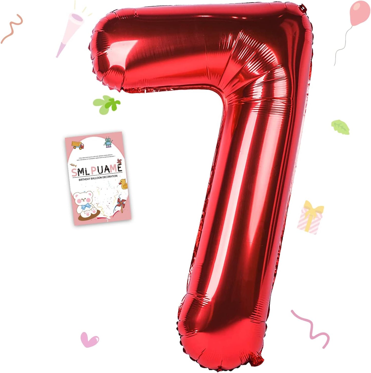 Smlpuame 40 inch Number Balloon 0-9 Red Large Number 7 Balloons,Digital Balloons for Birthday Party Celebration Decorations Supplies, Helium Foil Number Balloons for Wedding Anniversary