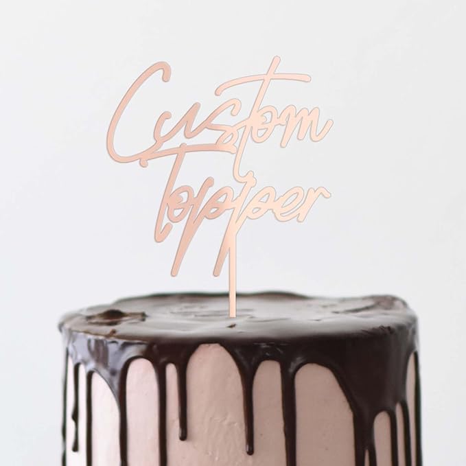 Simple & Sentimental Custom Name Cake Topper | Personalized Acrylic Wedding Cake Topper - Gold, 1 Count