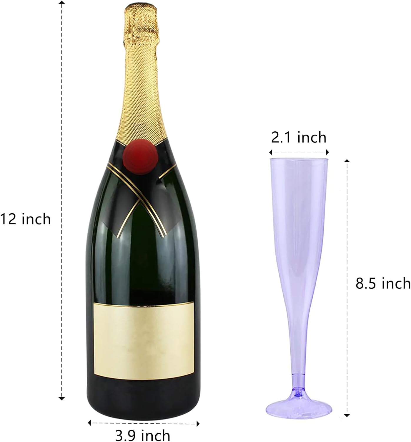 WDF 36 Pack Colorful Plastic Champagne Flutes - 7OZ Colorful Champagne Flutes Plastic Party Supplies, Pink, Yellow, Green, Blue, Purple, Orange Champagne Glasses 6 Pieces Each for Party