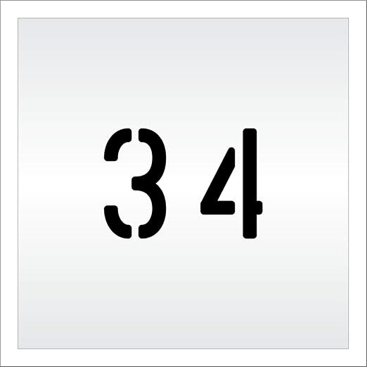 Pavement, Curb, and WheelStop Stencils - 4 inch Double Number Stencil - (34) - 4" x 5.5" x 1/8" (128 mil) - Pro-Grade