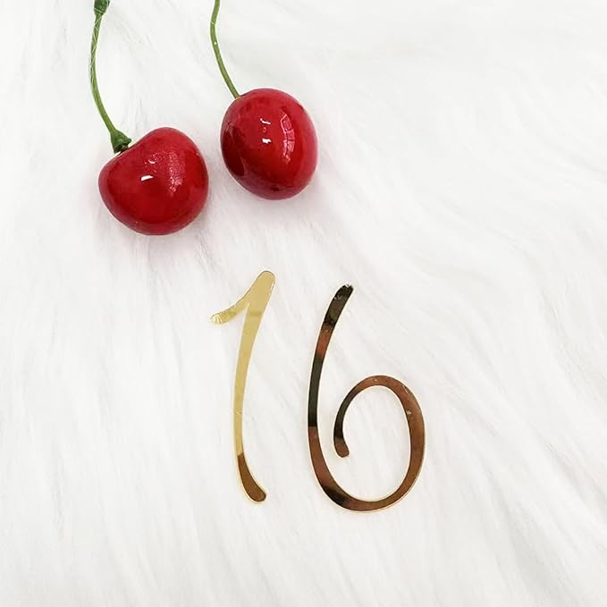 Acrylic Number 16 Cake Topper,16th Birthday Party Decoration,Shiny Gold Birthday Decor for Boys and Girls,Wedding Anniversary Party,Photo Booth Decorations