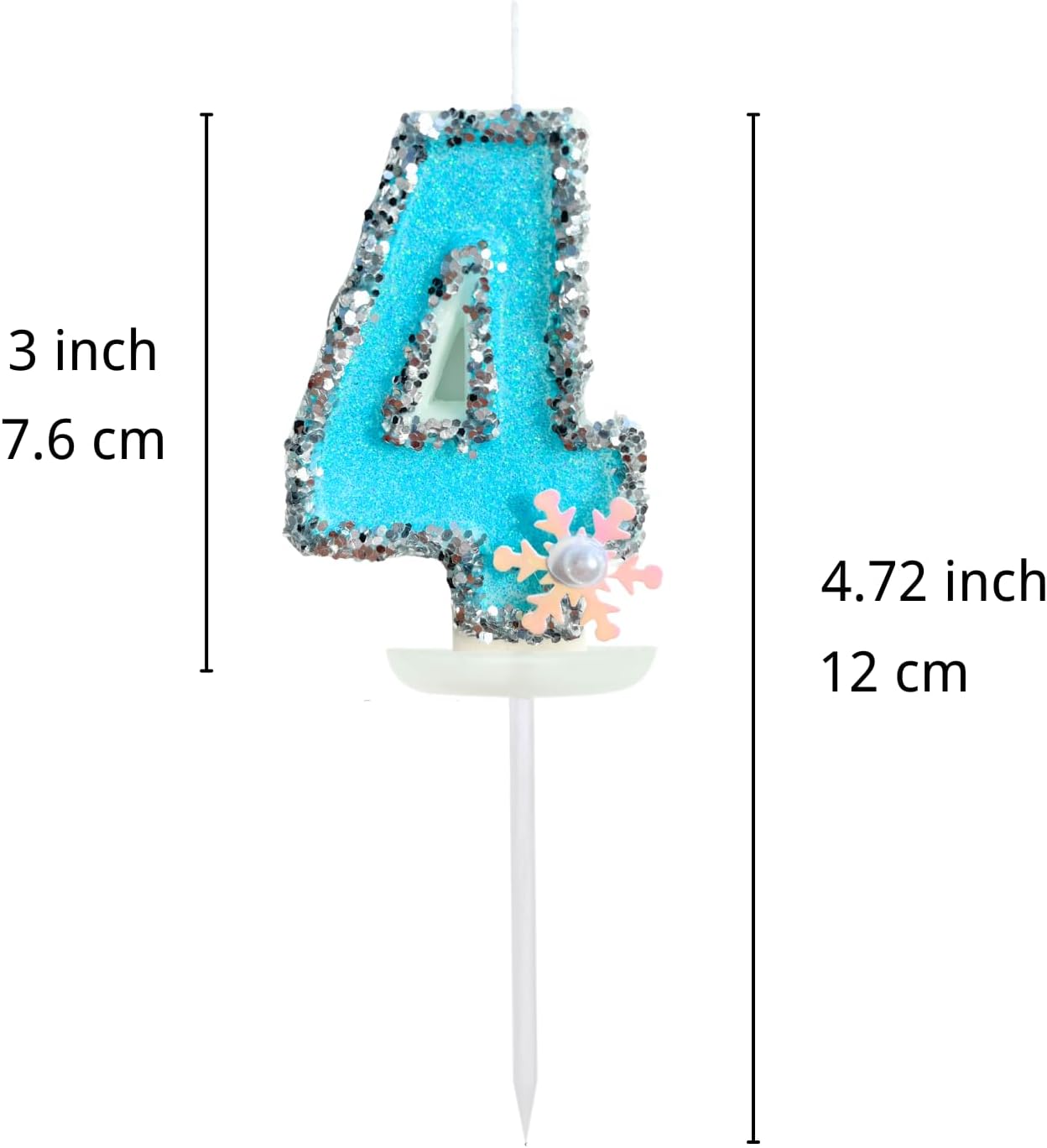 Frozen Birthday Number Candles for Cake, Blue Number 3 Candle, 3rd Frozen Cake Topper, Fun Glitter Birthday Candles Cupcake Topper for Party Anniversary Decorations