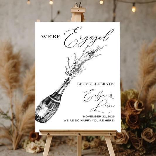 Elegant Engagement Welcome Sign, Champagne Engagement Party Welcome Sign, We're Engaged Decorations, Engaged Signs, Personalized Engagement Party Signs