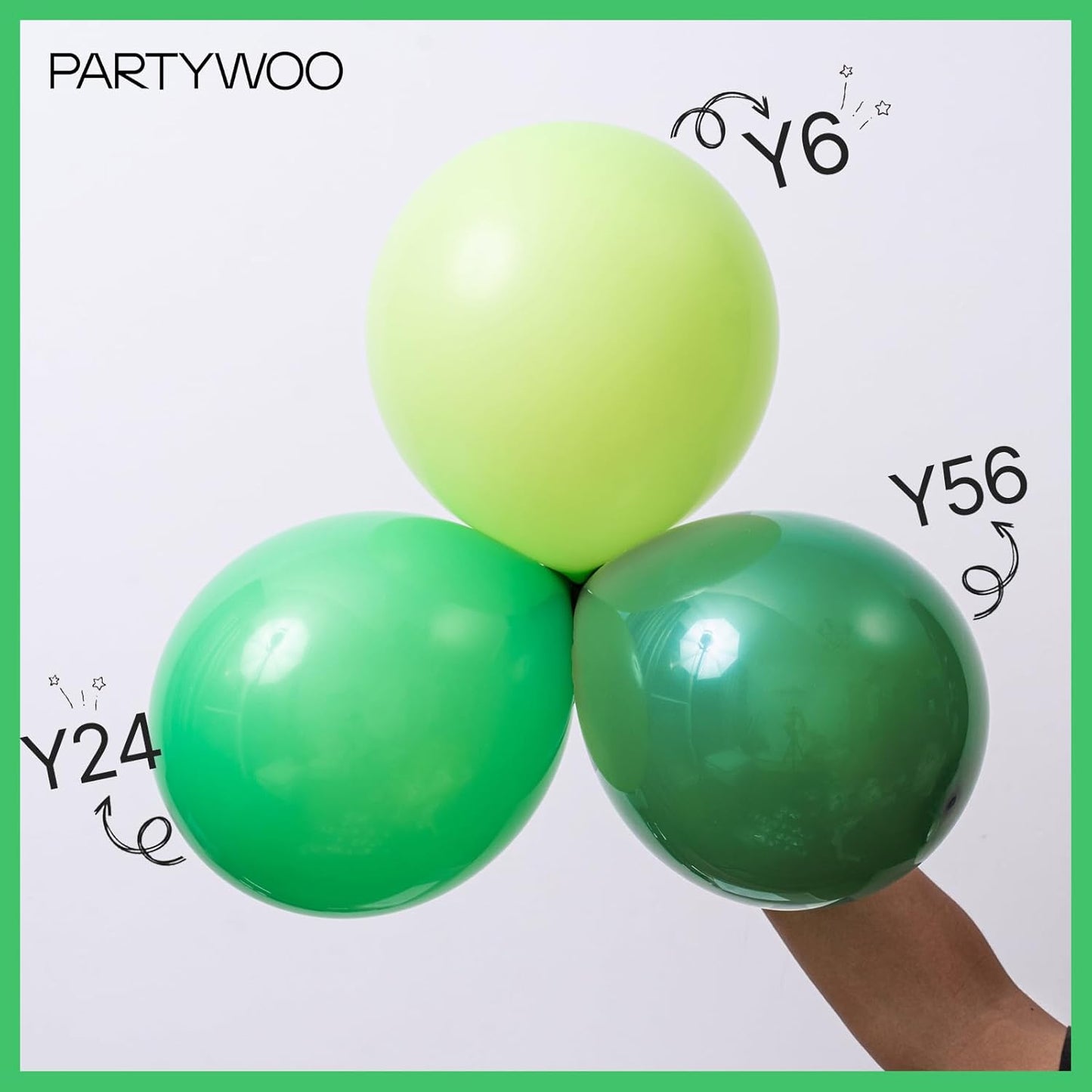 PartyWoo Green Balloons 100pcs 5 Inch Green Latex Helium Balloons for Birthday Baby Shower Graduation Engagement Wedding Dinosaur Jungle Golf Football Baseball Theme Party Decorations Green-Y24