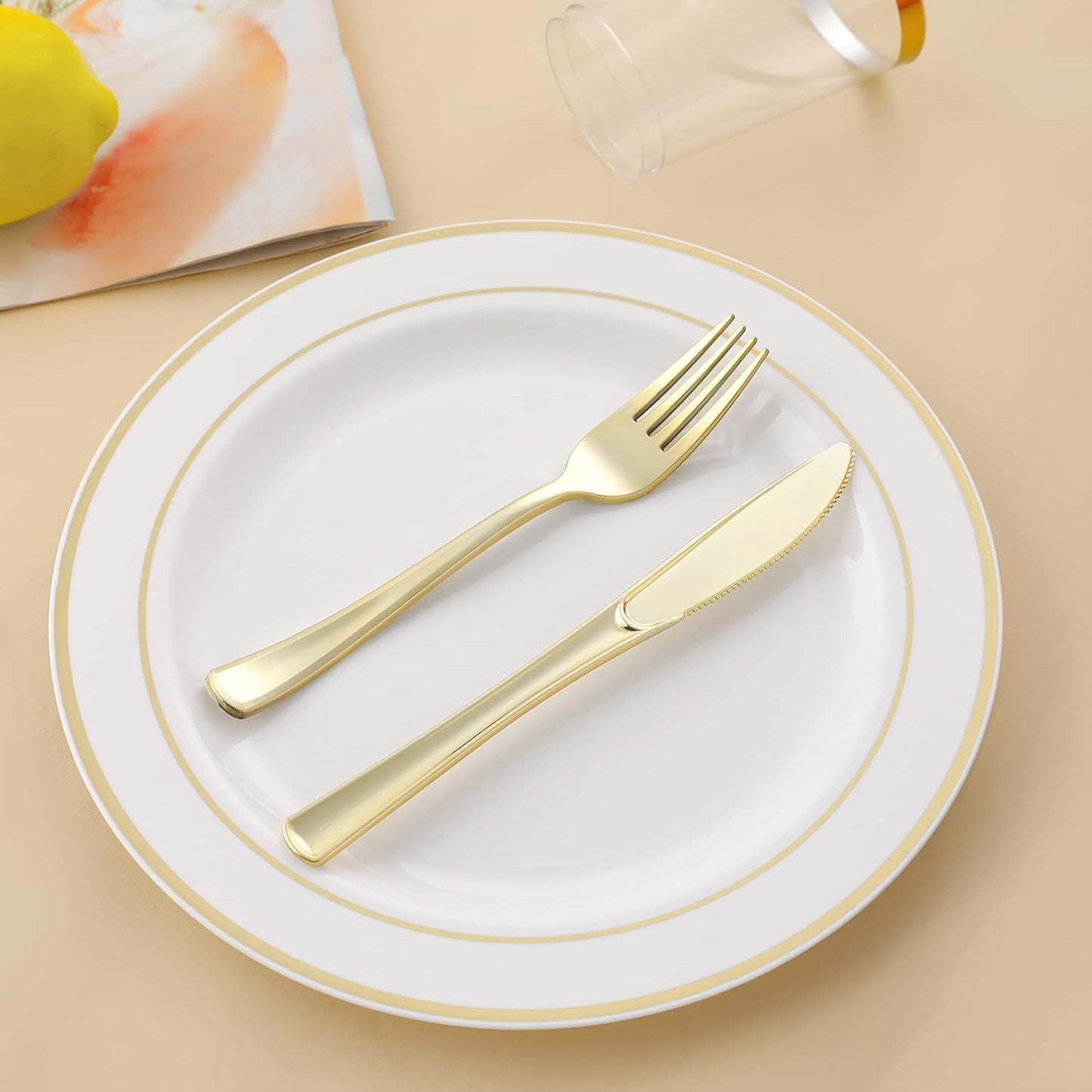 N9R 72PCS Gold Plastic Forks, Solid, Durable and Heavy Duty Plastic Forks, Perfect Utensils for Parties, Thanksgiving, Christmas and Daily Use