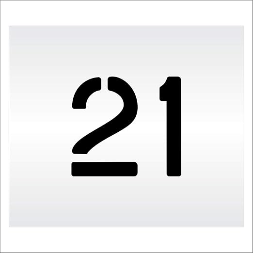 Pavement, Curb, and WheelStop Stencils - 6 inch Double Number Stencil - (21) - 6" x 6" x 1/16" (63 mil) - Light-Duty