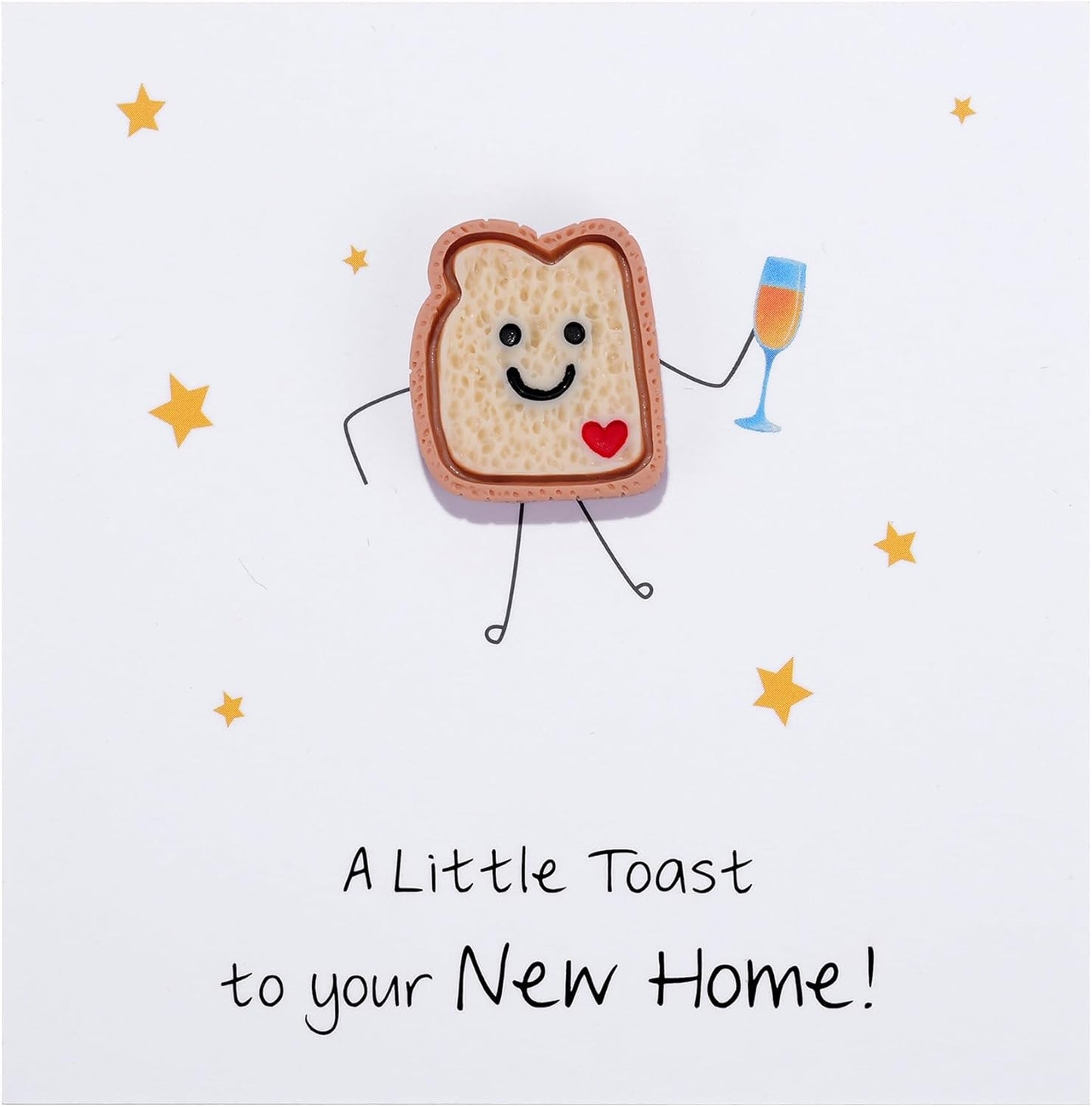 Ralukiia New Home Token Gift with Card, Cute Smiley Toast Keepsake, Funny Housewarming Gift for Women Friends or Family, Fresh Start Moving Away Gifts, New Apartment Warming Gifts Ideas