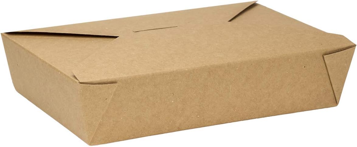 Karat Paper To Go Boxes [54 oz - 200ct] Leak-Resistant, Microwavable, Heavy-Duty Take Out Boxes | Grease Resistant & Stackable | #2 Kraft Brown
