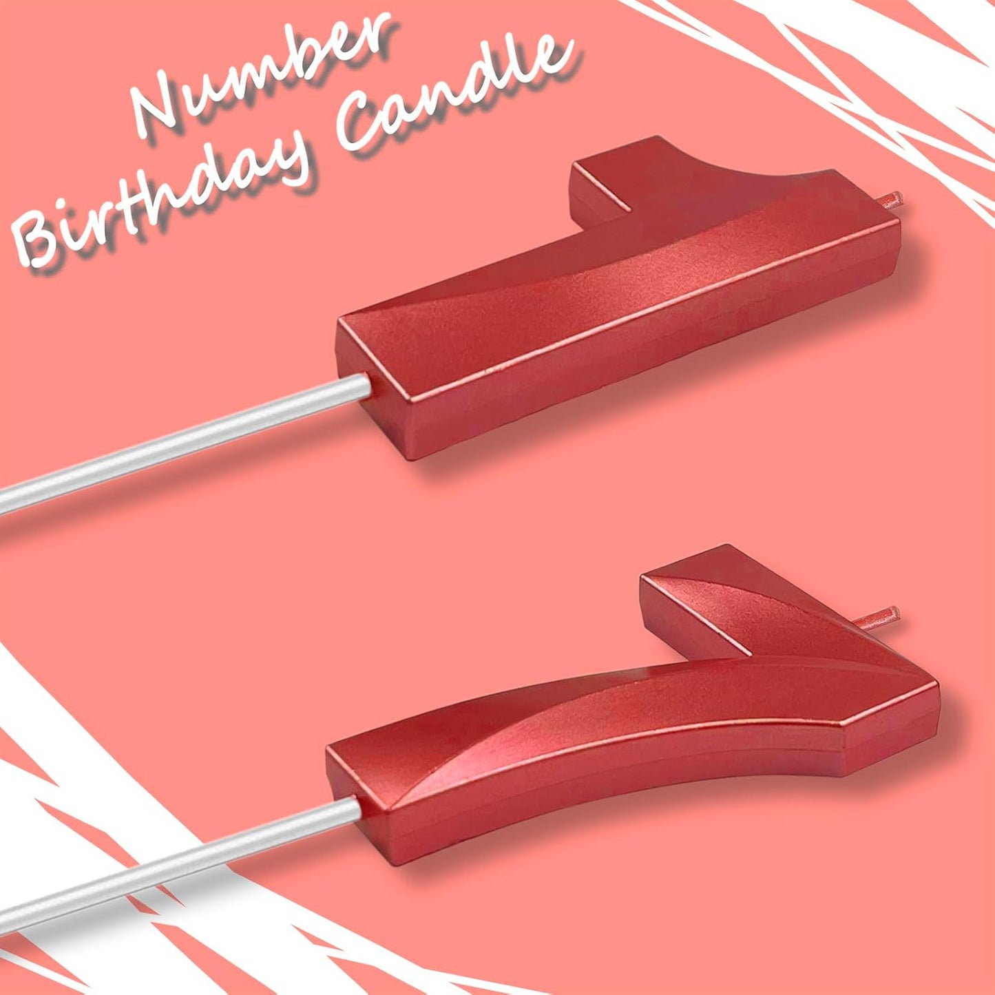 Red Number 17 Candles, 3D Diamond 2.76 Inch Cake Topper Birthday Candles for Wedding Anniversary Cake Decorations, Happy Birthday Party Decorations