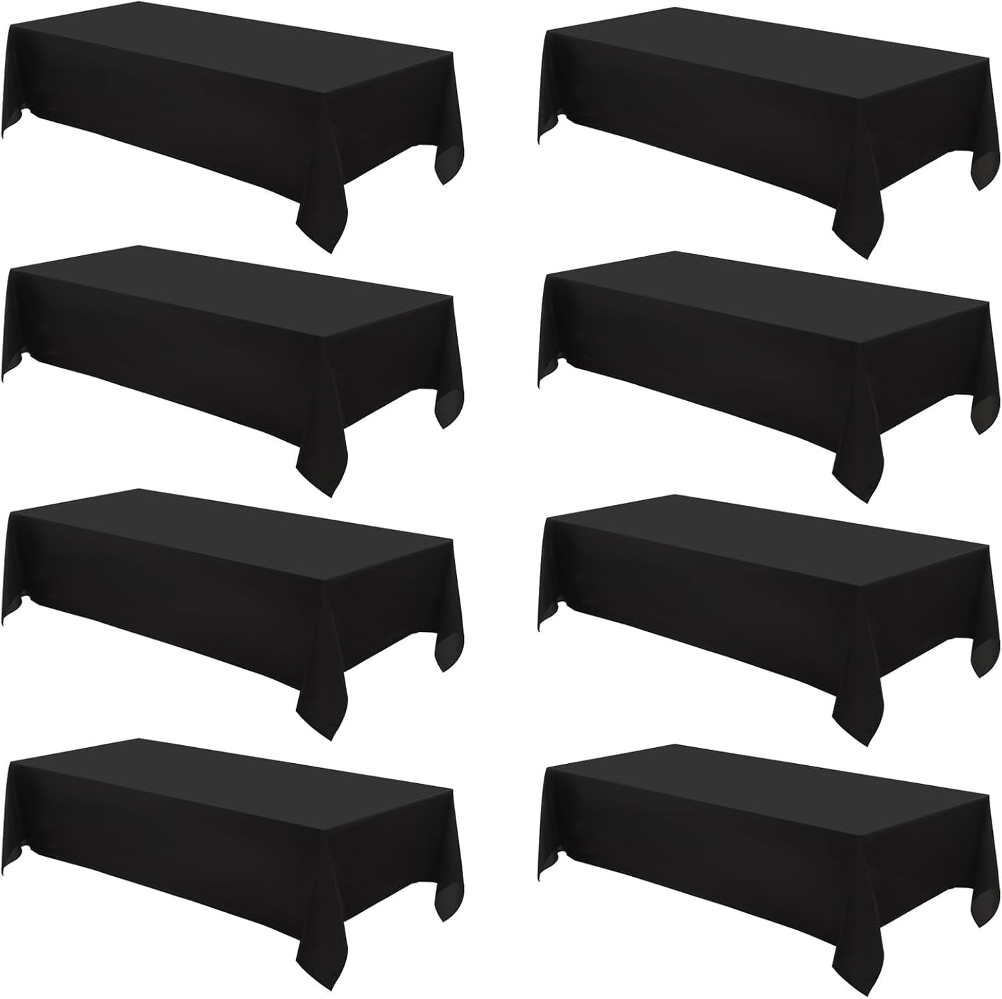 Rectangle Tablecloths 90x132 Inch 8 Pack Black Tablecloth Washable Decorative Linen Polyester Table Cloths for Dining Table Banquets Buffet Parties and Wedding