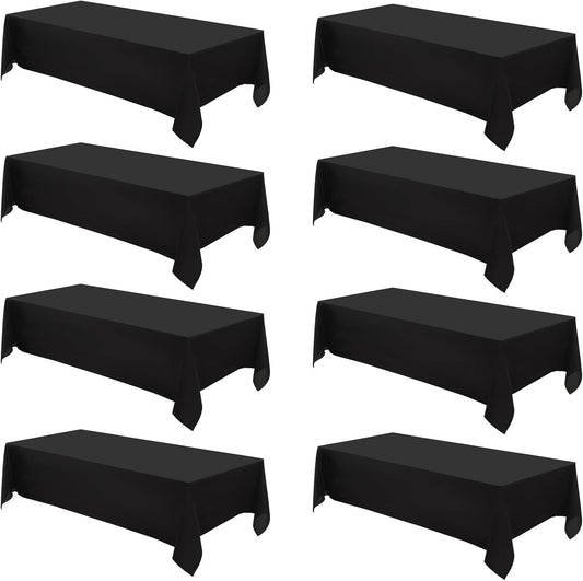 Rectangle Tablecloths 90x132 Inch 8 Pack Black Tablecloth Washable Decorative Linen Polyester Table Cloths for Dining Table Banquets Buffet Parties and Wedding