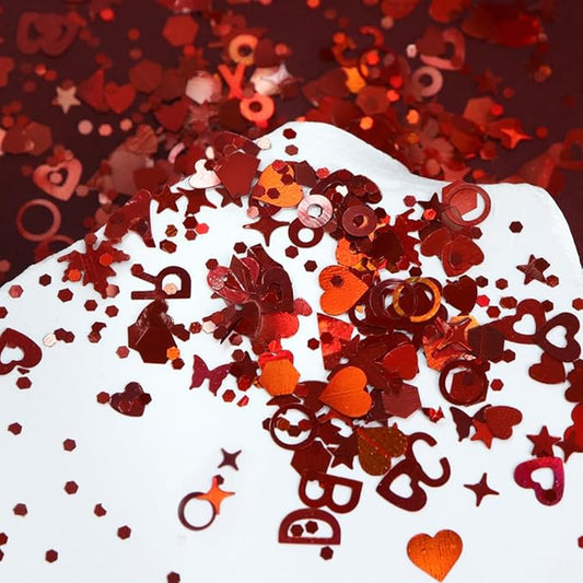 Heart Confetti, 2000pcs Red Heart Valentine's Party Table Decorations Happy Valentines Day Birthday Party Decor Supplies (maple)