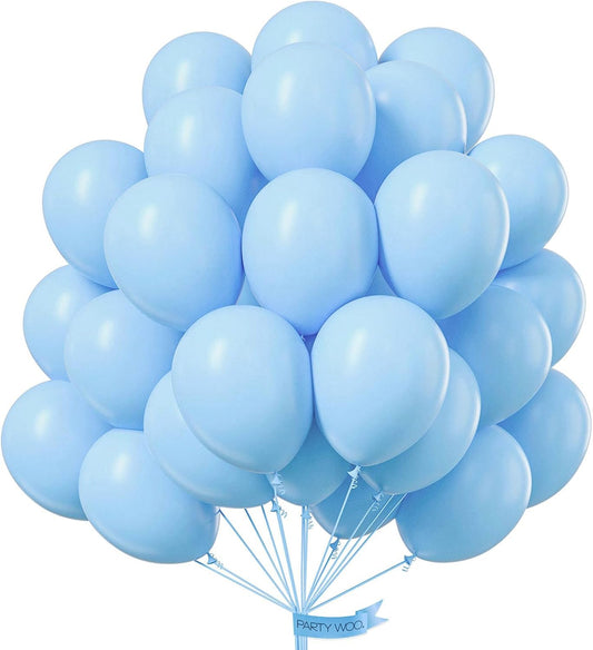 PartyWoo Light Blue Balloons 101 pcs 12 Inch Baby Pastel Sky Aqua Blue Latex Helium Balloons for Graduation Baby Shower Gender Reveal Weddings Under the Sea Birthday Party Decorations Blue-Y4