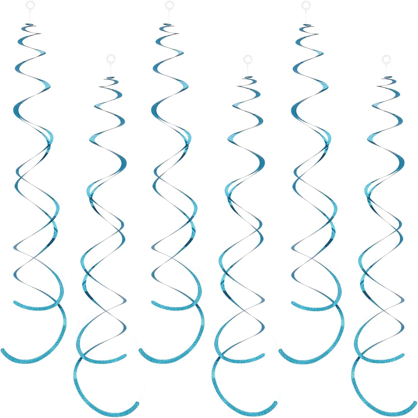 30 Pieces Iridescent Light Blue Hanging Swirl Decorations Plastic Streamers Foil Swirls Ceiling Decorations Birthday Bachelorette Party Engagement Bridal Shower Baby Shower Graduation Decor