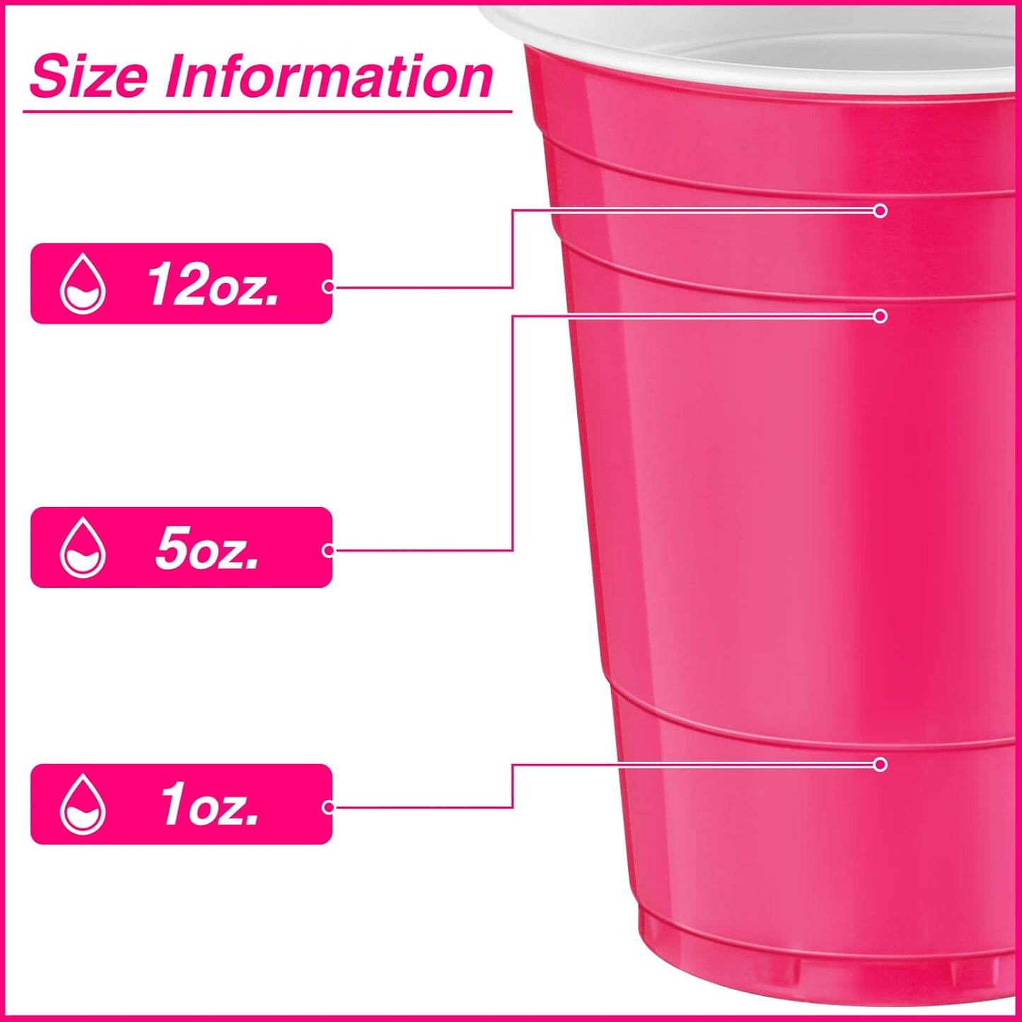 Lounsweer 100 Pack 16 Ounce Christmas Plastic Party Cups Disposable Heavy Duty Drinking Water Cups for Holiday Christmas Festival Wedding New Year Birthday Party Supplies(Pink)