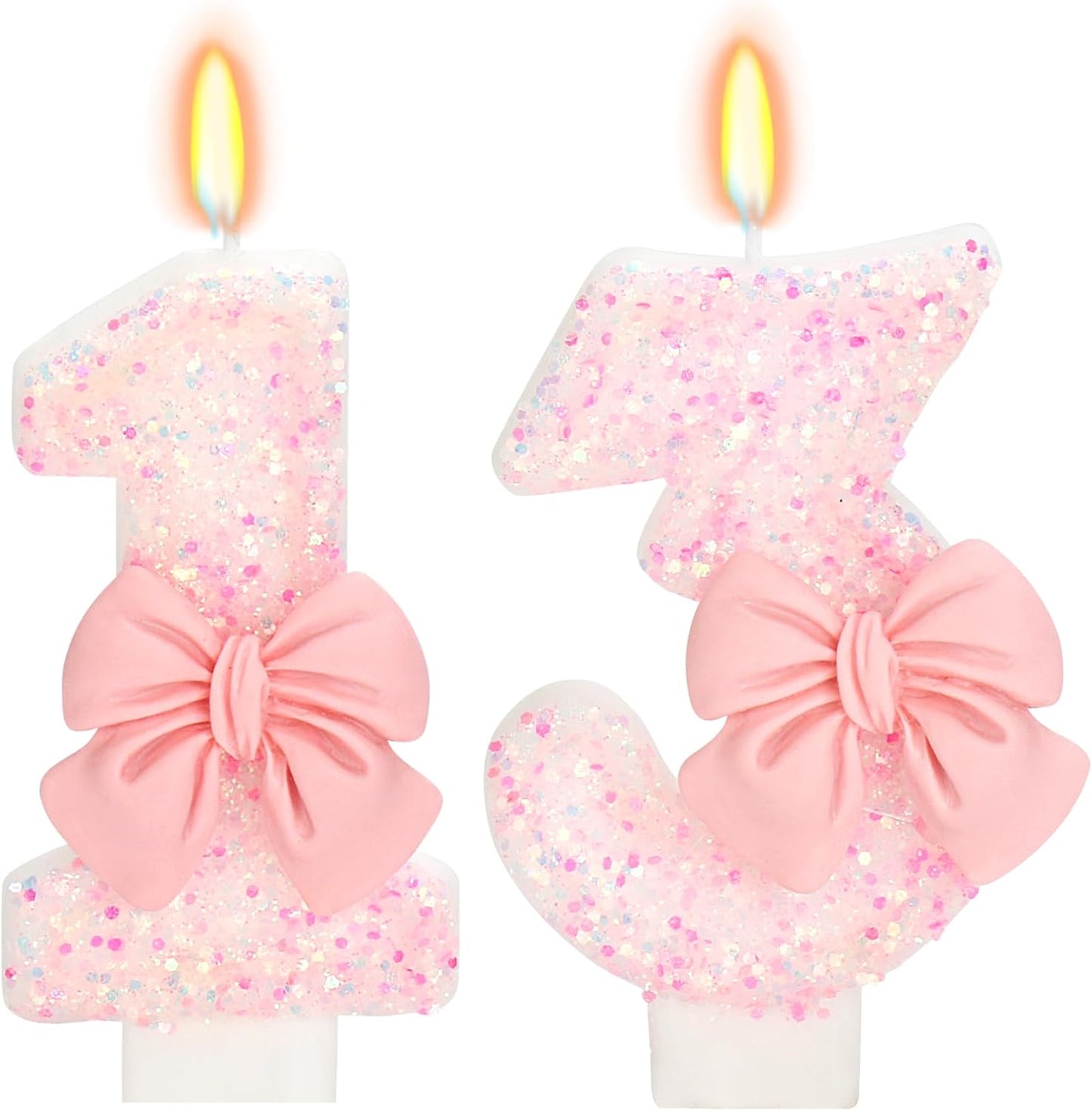 Number 13 Pink Bow Number Cake Candle, 2.76 inch Happy Birthday Candle, Cake Topper Decoration