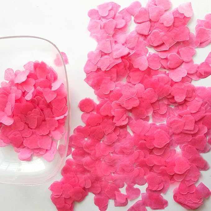 1 inch Hot Pink Tissue Paaper Heart Confetti 4000 Pieces Biodegradable Confetti Paper for Wedding Party Balloon or Table Decor