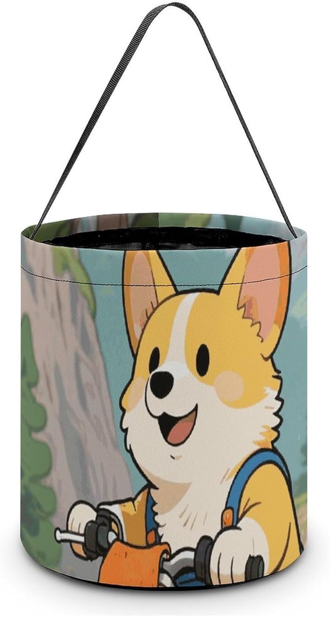 Halloween Candy Bucket - Dog Riding Motorcycles Trick Or Treat Candy Bag, Gift Bag for Party Favor Supplies