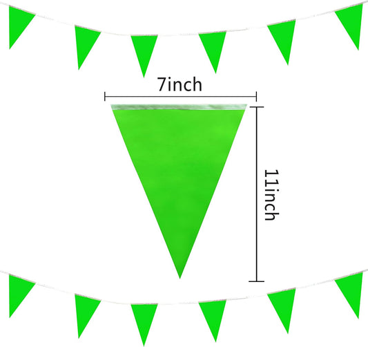 100 Feet Green Pennant Banners Flags String Hanging Triangle Bunting Flags,Party Decorations for Grand Opening,Kids Birthday,Carnival,60 PCS