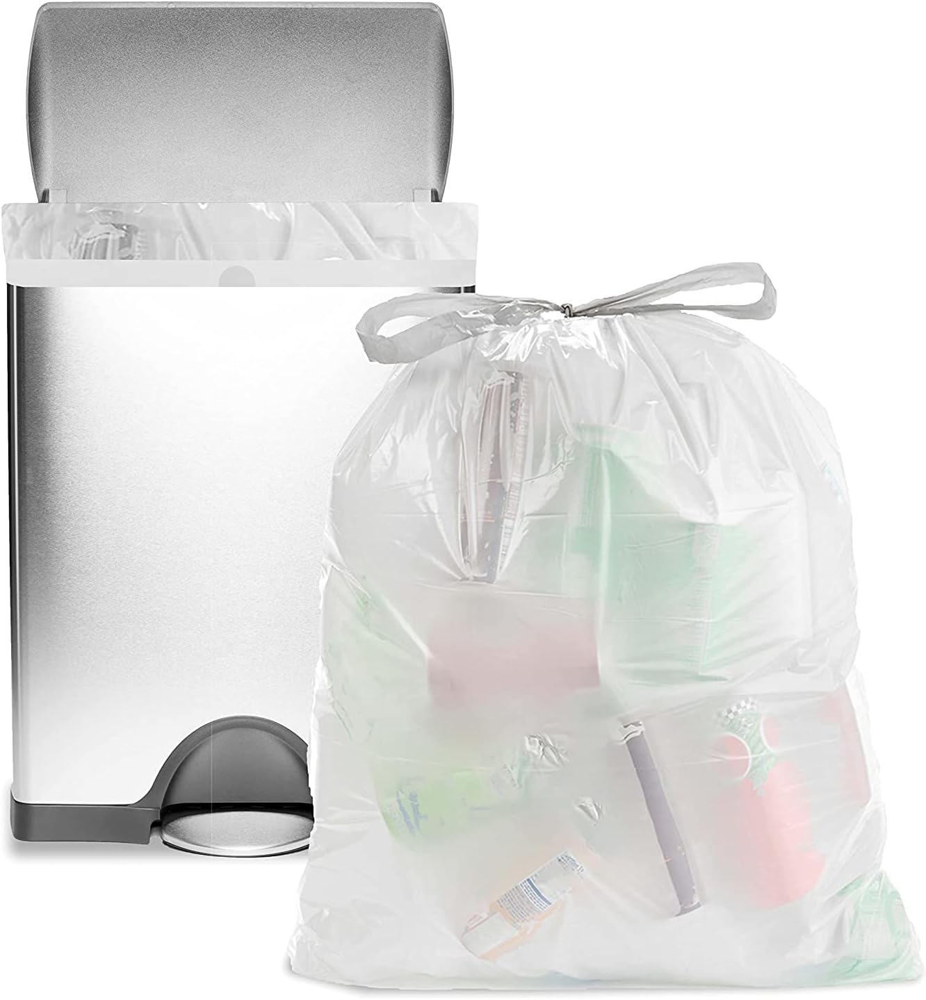 Ultrasac 13 Gallon 1.2 MIL White Drawstring Trash Bags - 23.75" x 32" - Pack of 200 - Fits simplehuman P