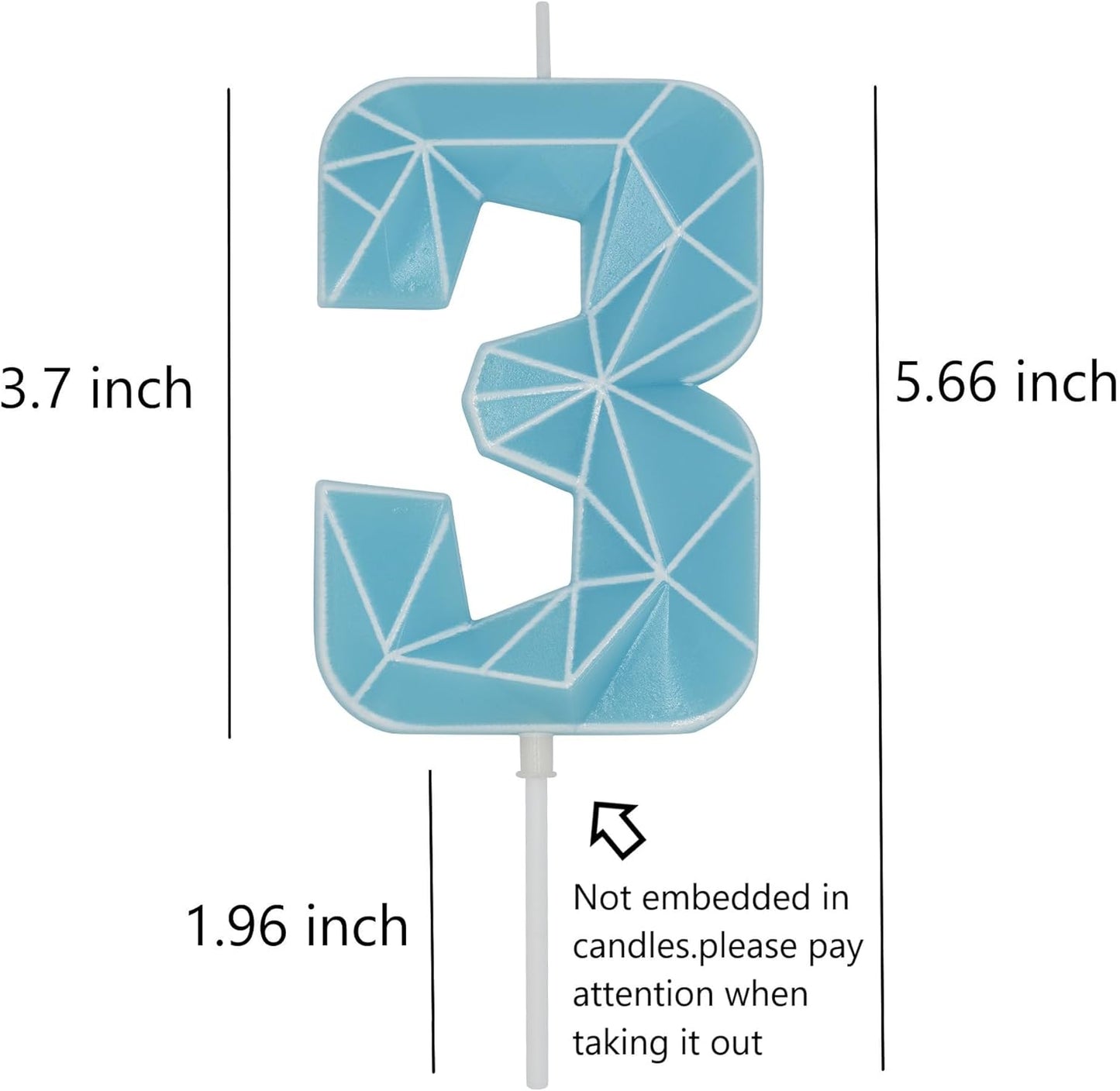 DERVENTA Birthday Candle Big Number 3D Macaron Blue 3.7 inch Party Celebration Anniversary Decoration Cake Topper 1 Piece (Number 3 Macaron Blue)