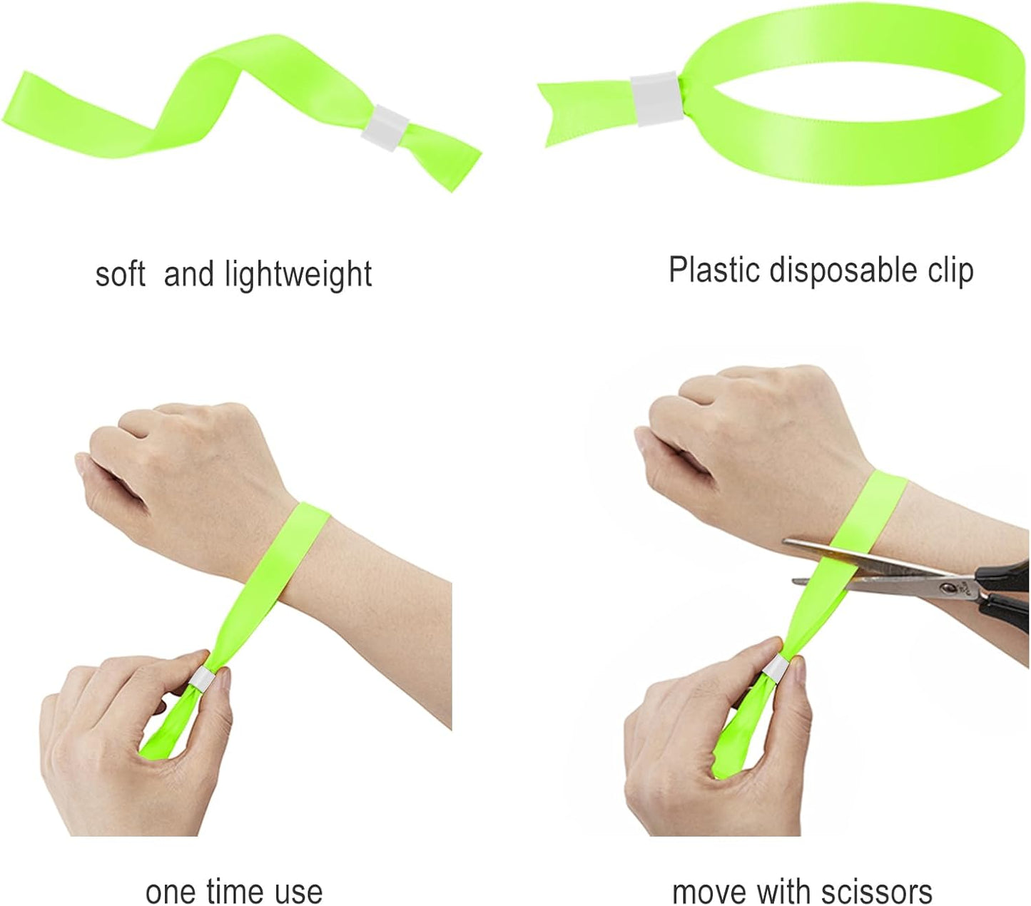 100 Pack Wrist Bands - Light Green Wristbands for Events,Wristbands for Concerts Festival Admission Party 13.7” x 0.59”