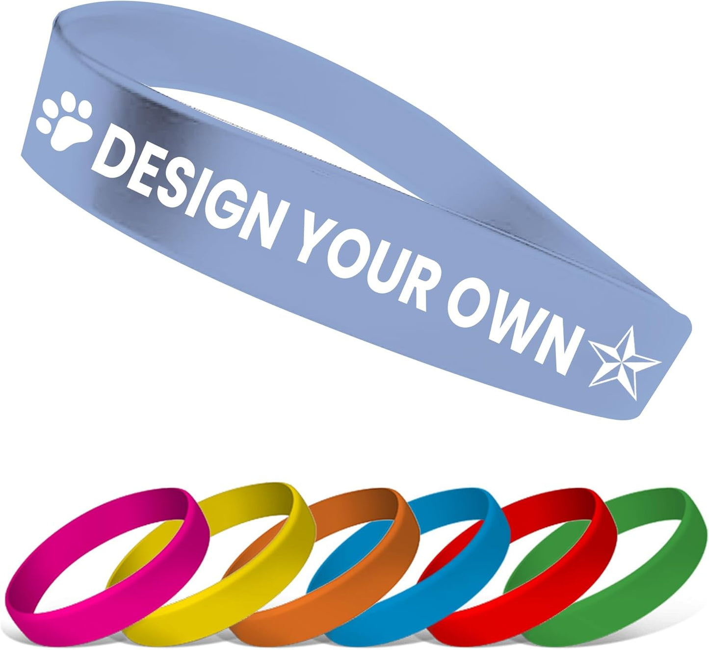 USMG Custom One Color Print Rubber Bracelets Silicone Wristbands - Add a Message - Personalized for Motivation, Events, Support, Fundraisers