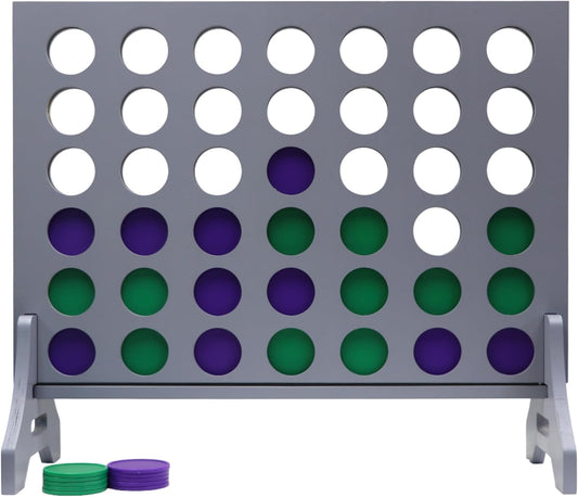 Tailgating Pros Premium Grey Giant Four in a Row with Carrying Case - Jumbo Oversized Outdoor Yard Game - Connect Multiple Pucks in a Row to Win - Many Puck Colors Available!