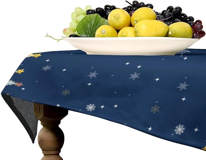 Christmas Tablecloth Christmas Trees Snowflake Colorful White Black Green Blue Yellow Table Cover Washable Seasonal Table Decor for Party Picnic Dinner 60x110 Inch Rectangle