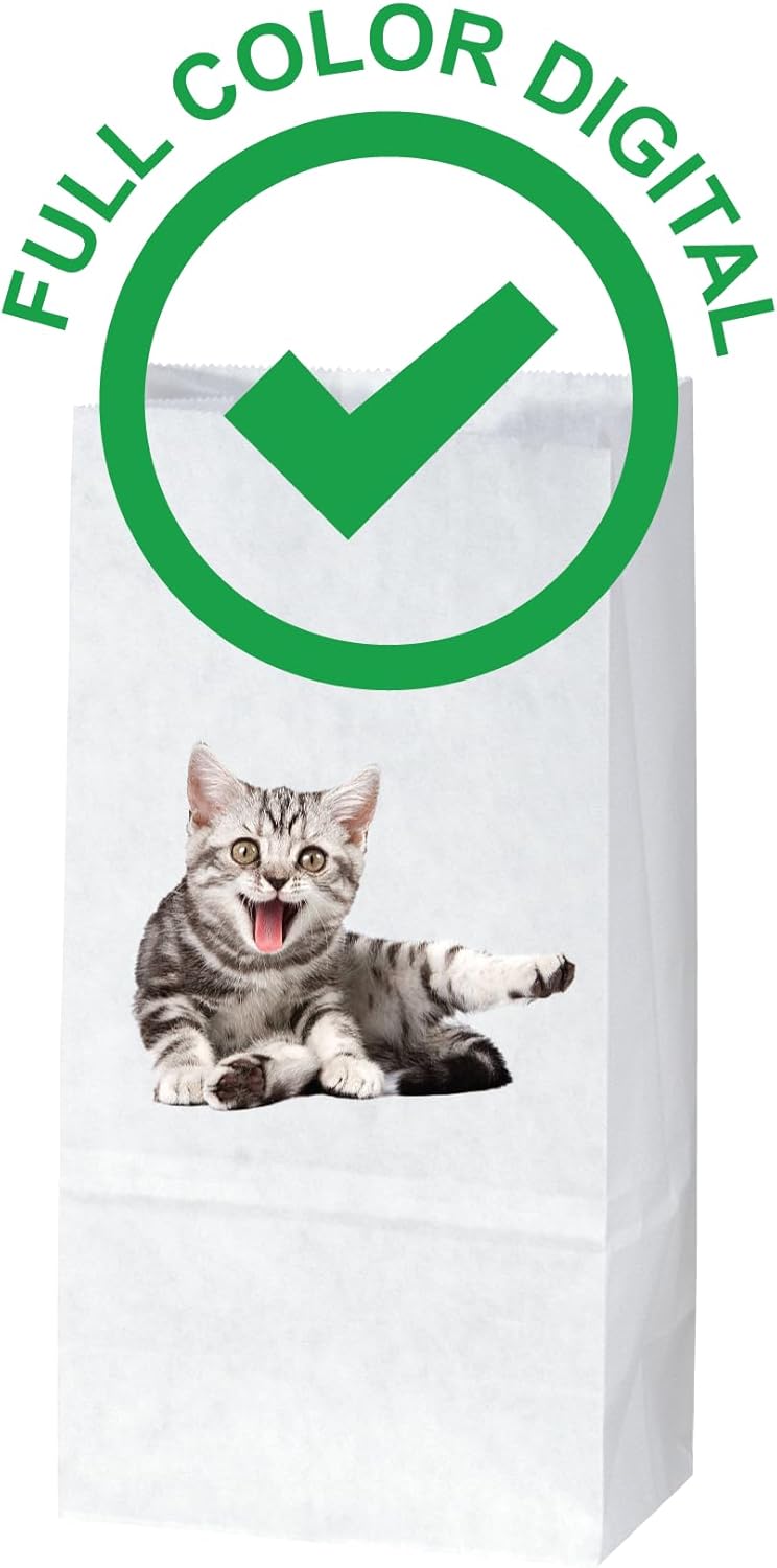 Flexicore Packaging Custom Printed White SOS Popcorn Paper Bags(10 to 1,000 QTY) (White, 6.25"x3.875"x12.5")